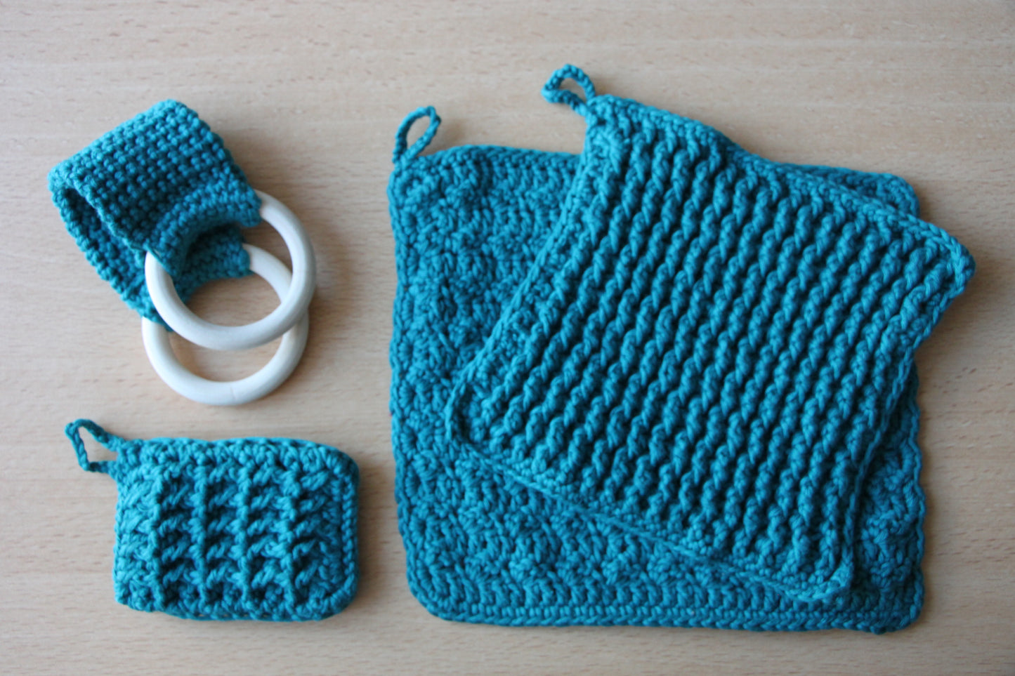 Lot accessoires de cuisine bleu sarcelle