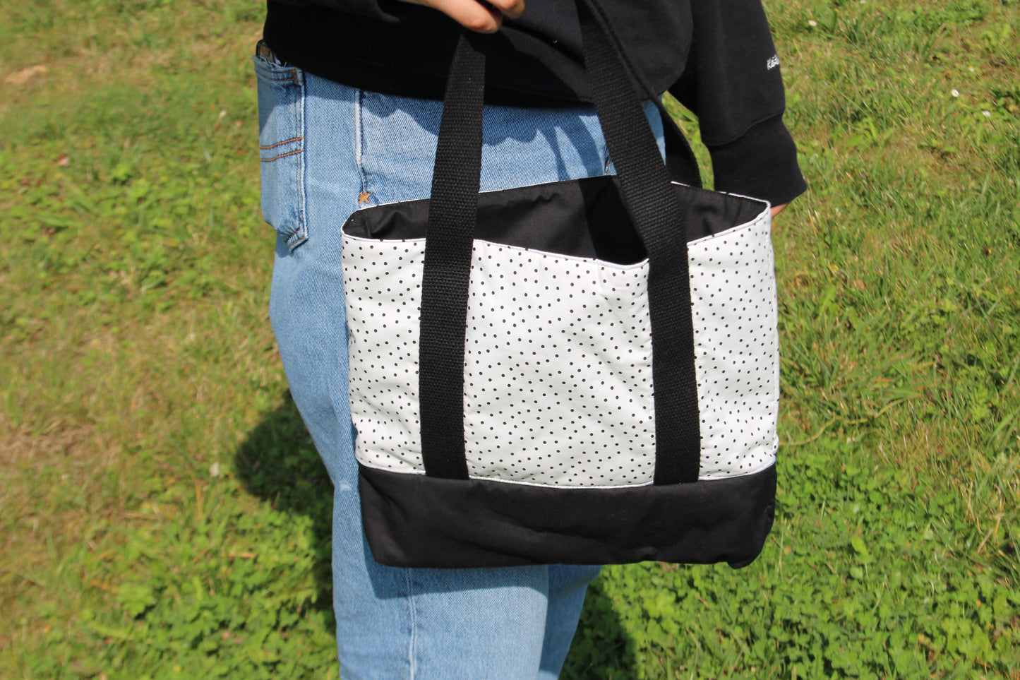 Kit couture sac cabas noir à pois