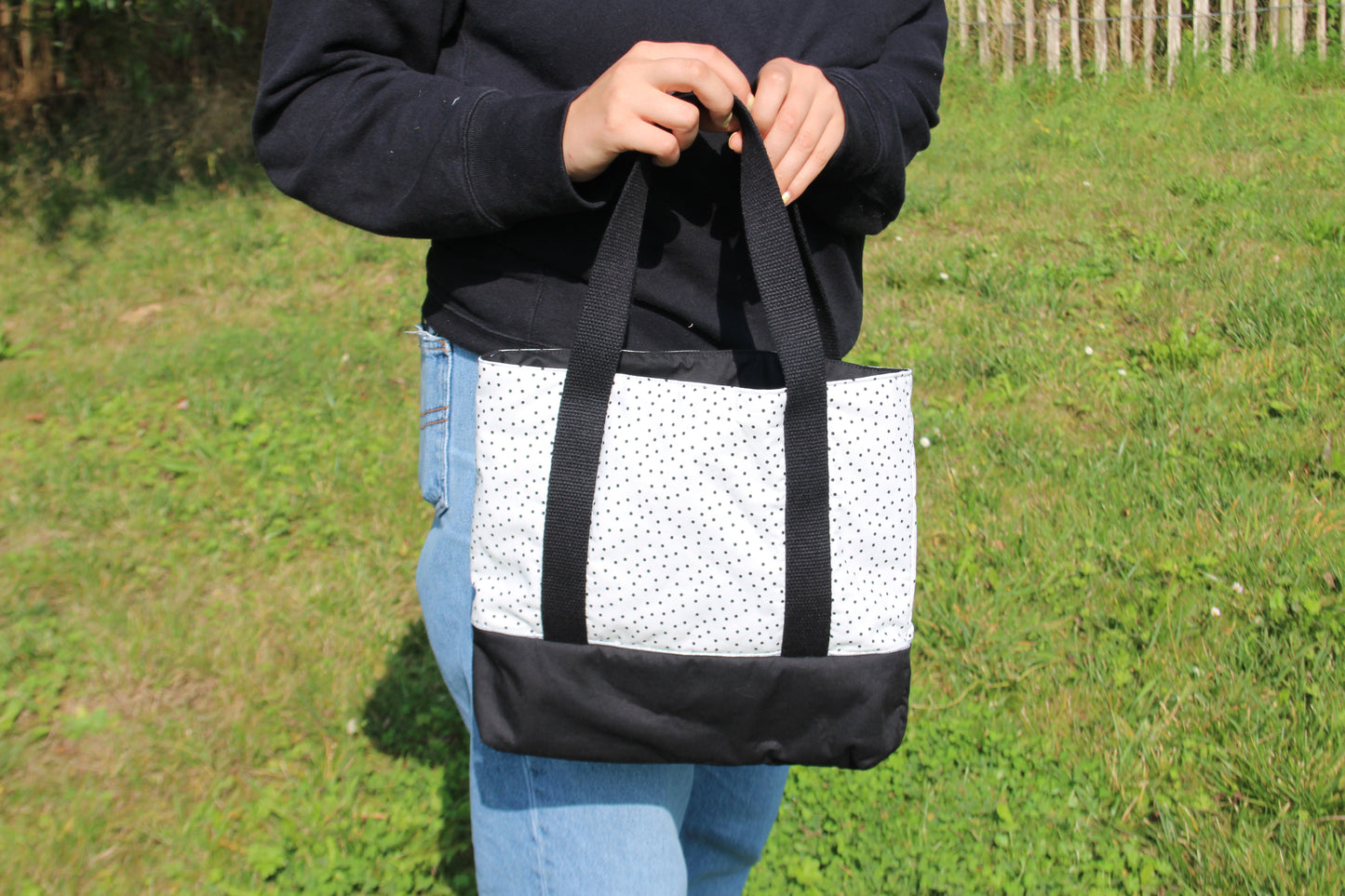 Kit couture sac cabas noir à pois