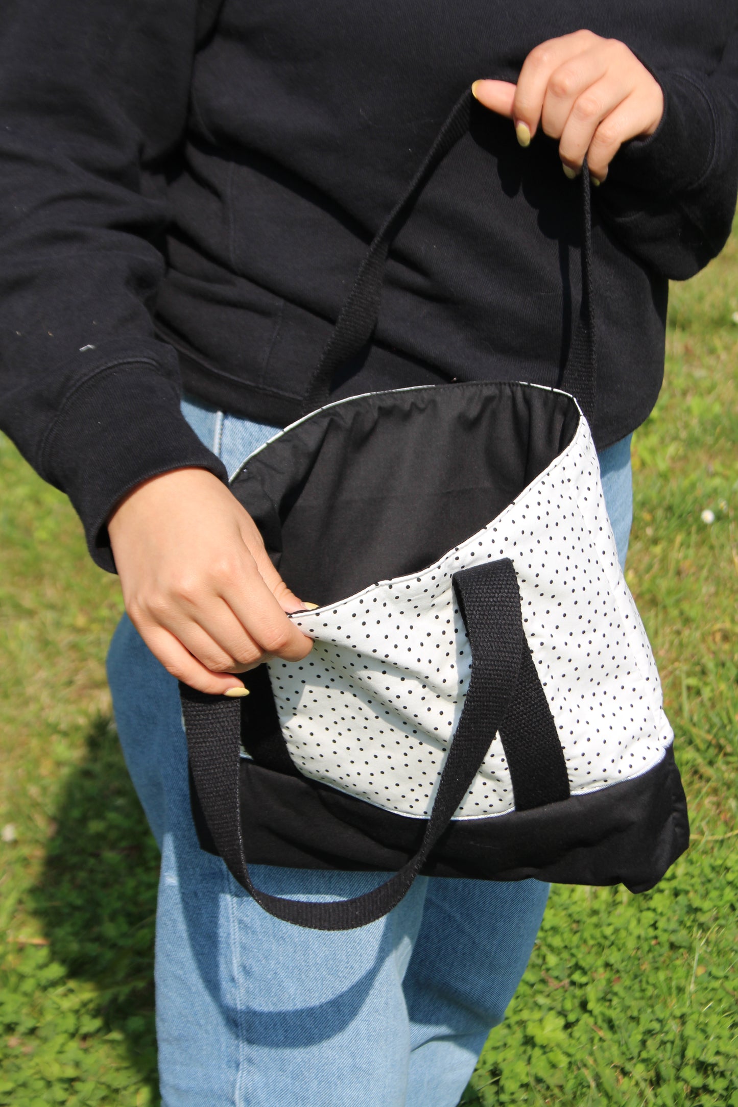 Kit couture sac cabas noir à pois