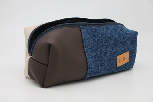 Trousse tricolore en jeans recyclé