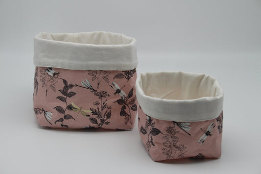 Paniers rose et blanc